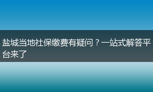 盐城当地社保缴费有疑问？一站式解答平台来了