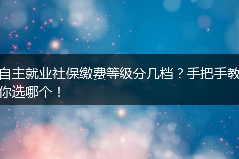自主就业社保缴费等级分几档？手把手教你选哪个！