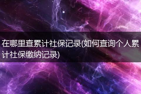 在哪里查累计社保记录(如何查询个人累计社保缴纳记录)