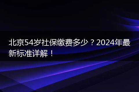 北京54岁社保缴费多少?2024年最新标准详解!