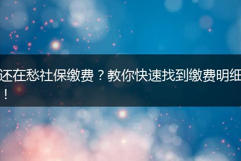 还在愁社保缴费？教你快速找到缴费明细！