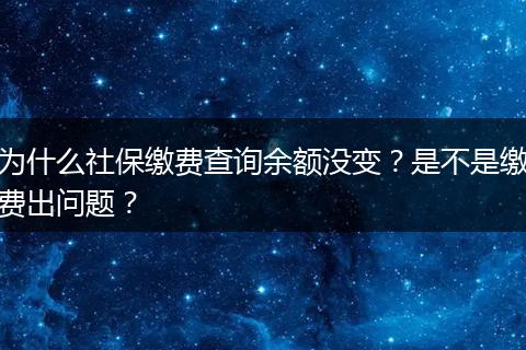 为什么社保缴费查询余额没变？是不是缴费出问题？