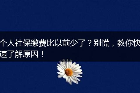 个人社保缴费比以前少了?别慌,教你快速了解原因!