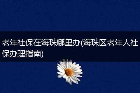 老年社保在海珠哪里办(海珠区老年人社保办理指南)