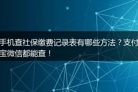 手机查社保缴费记录表有哪些方法？支付宝微信都能查！
