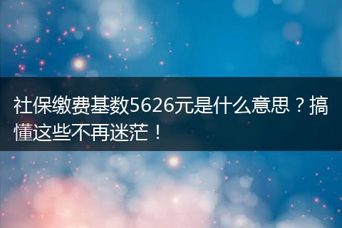 社保缴费基数5626元是什么意思？搞懂这些不再迷茫！