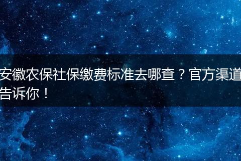 安徽农保社保缴费标准去哪查？官方渠道告诉你！
