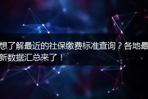 想了解最近的社保缴费标准查询？各地最新数据汇总来了！
