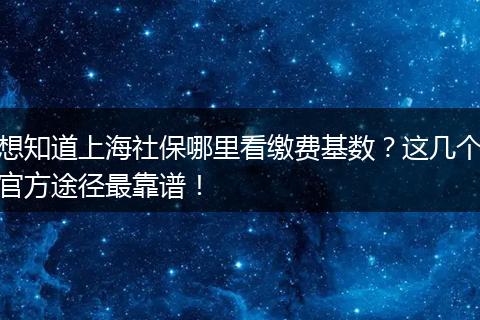想知道上海社保哪里看缴费基数？这几个官方途径最靠谱！