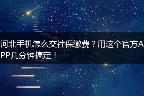 河北手机怎么交社保缴费？用这个官方APP几分钟搞定！