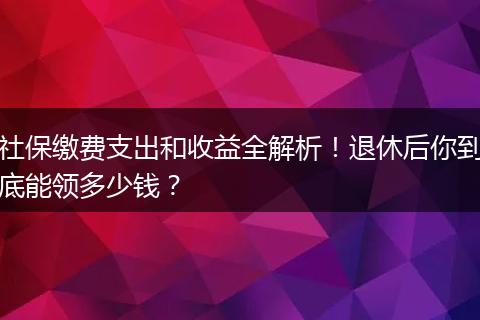社保缴费支出和收益全解析！退休后你到底能领多少钱？
