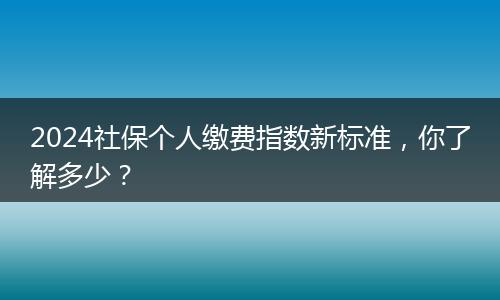 2024社保个人缴费指数新标准,你了解多少?