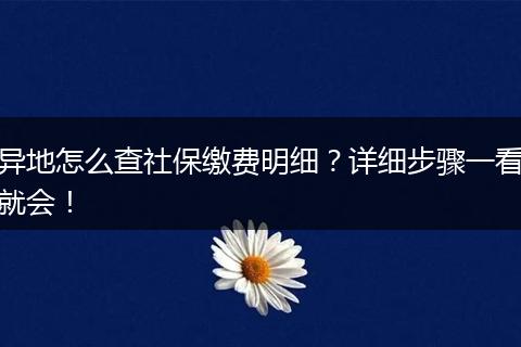 异地怎么查社保缴费明细?详细步骤一看就会!