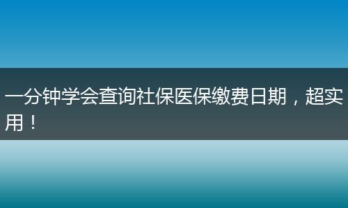 一分钟学会查询社保医保缴费日期，超实用！