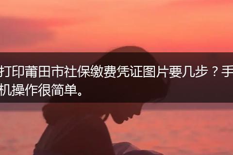 打印莆田市社保缴费凭证图片要几步？手机操作很简单。