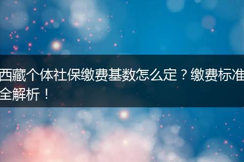 西藏个体社保缴费基数怎么定？缴费标准全解析！
