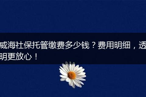 威海社保托管缴费多少钱？费用明细，透明更放心！