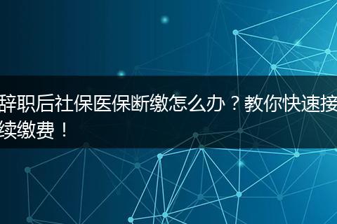 辞职后社保医保断缴怎么办？教你快速接续缴费！
