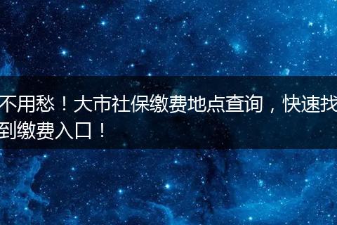 不用愁！大市社保缴费地点查询，快速找到缴费入口！
