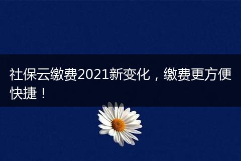 社保云缴费2021新变化，缴费更方便快捷！