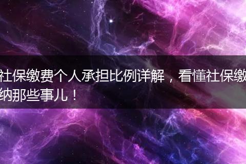 社保缴费个人承担比例详解，看懂社保缴纳那些事儿！
