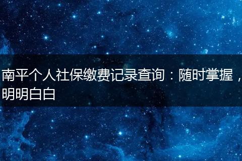 南平个人社保缴费记录查询：随时掌握，明明白白