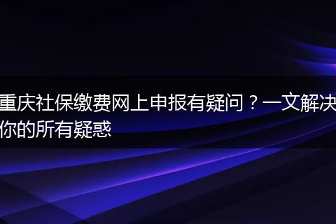 重庆社保缴费网上申报有疑问?一文解决你的所有疑惑
