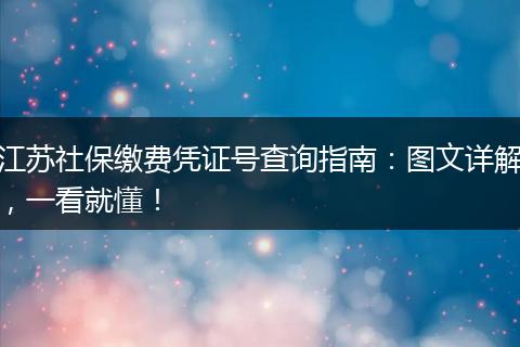 江苏社保缴费凭证号查询指南：图文详解，一看就懂！