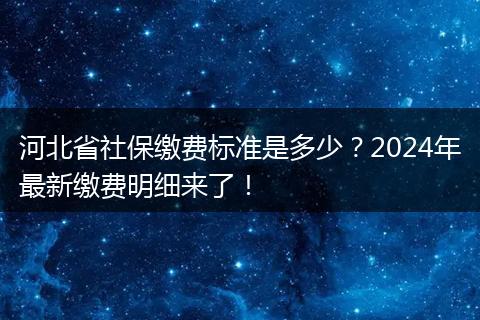 河北省社保缴费标准是多少？2024年最新缴费明细来了！