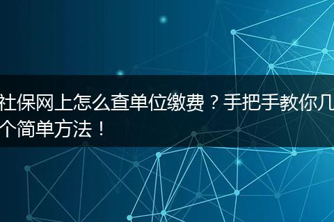 社保网上怎么查单位缴费？手把手教你几个简单方法！