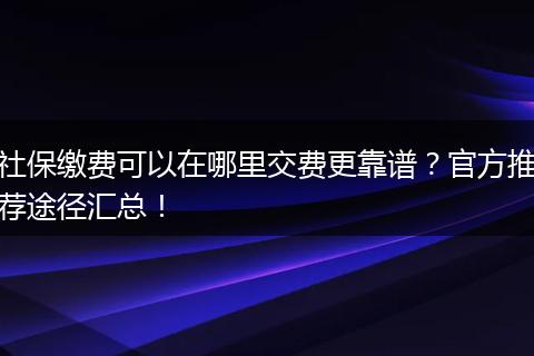 社保缴费可以在哪里交费更靠谱？官方推荐途径汇总！