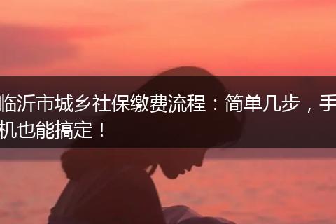 临沂市城乡社保缴费流程：简单几步，手机也能搞定！