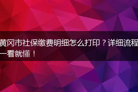 黄冈市社保缴费明细怎么打印？详细流程一看就懂！