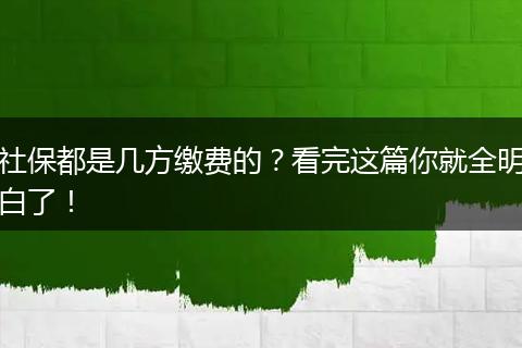 社保都是几方缴费的？看完这篇你就全明白了！