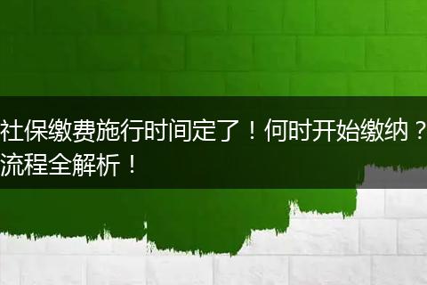 社保缴费施行时间定了！何时开始缴纳？流程全解析！