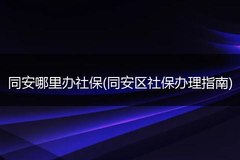 同安哪里办社保(同安区社保办理指南)