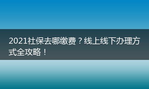 2021社保去哪缴费？线上线下办理方式全攻略！
