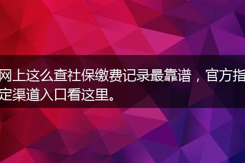 网上这么查社保缴费记录最靠谱，官方指定渠道入口看这里。