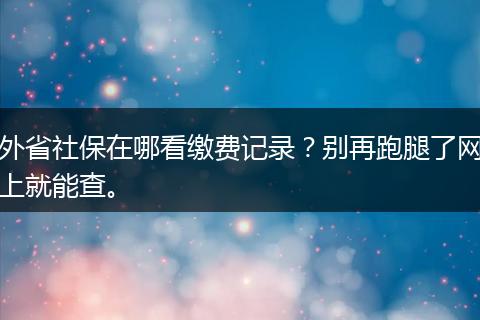 外省社保在哪看缴费记录？别再跑腿了网上就能查。