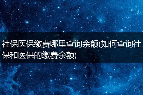 社保医保缴费哪里查询余额(如何查询社保和医保的缴费余额)