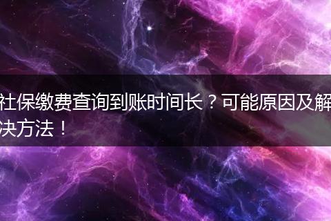 社保缴费查询到账时间长？可能原因及解决方法！