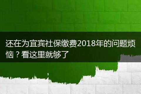 还在为宜宾社保缴费2018年的问题烦恼？看这里就够了