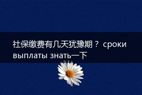 社保缴费有几天犹豫期？ сроки выплаты знать一下