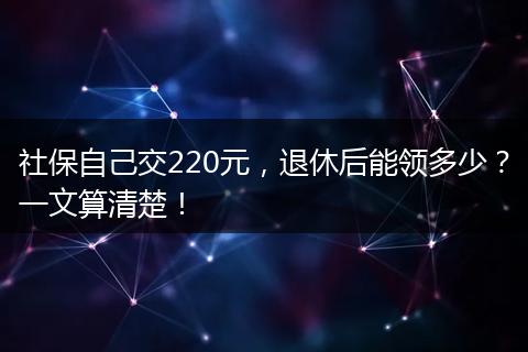社保自己交220元，退休后能领多少？一文算清楚！