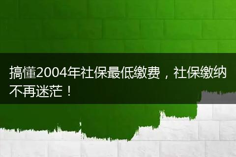搞懂2004年社保最低缴费，社保缴纳不再迷茫！