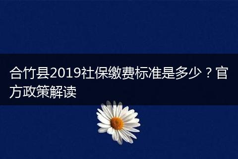 合竹县2019社保缴费标准是多少？官方政策解读