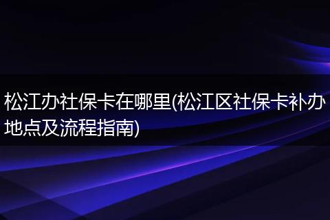 松江办社保卡在哪里(松江区社保卡补办地点及流程指南)