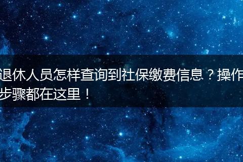 退休人员怎样查询到社保缴费信息？操作步骤都在这里！