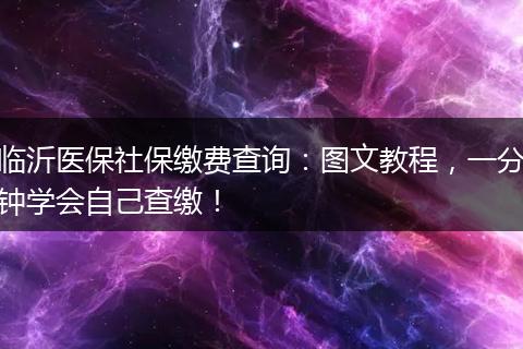 临沂医保社保缴费查询：图文教程，一分钟学会自己查缴！