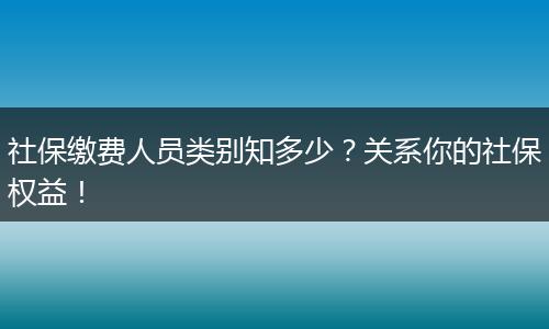 社保缴费人员类别知多少?关系你的社保权益!